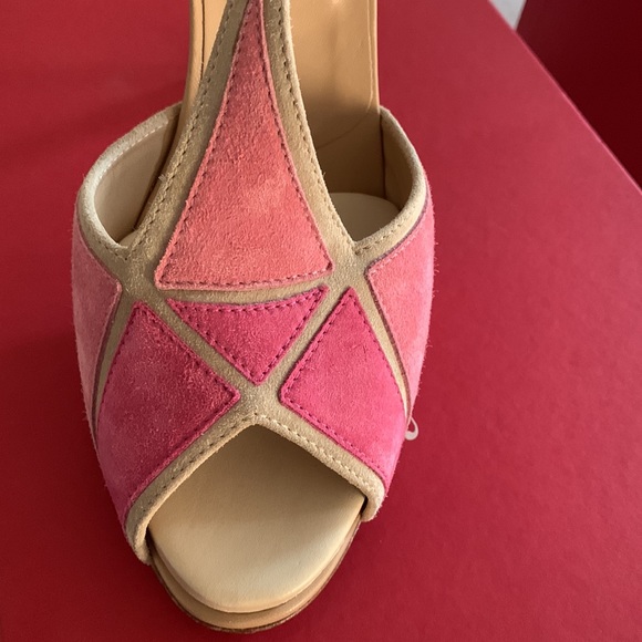 BNIB Handcrafted Pink Tan Suede ColourBlock RARE Prismick by Roger Vivier Paris - Picture 3 of 12
